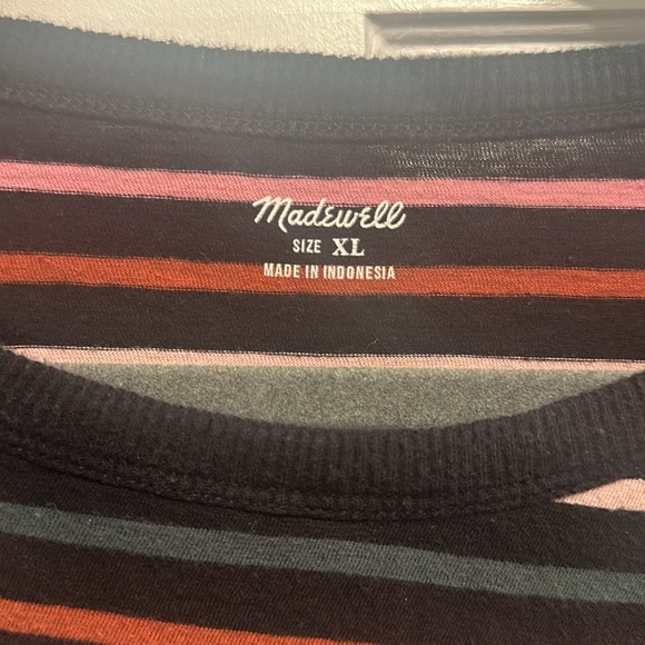 Madewell whisper cotton rib-crewneck long-sleeve tee in ryley stripe XL - Picture 3 of 4
